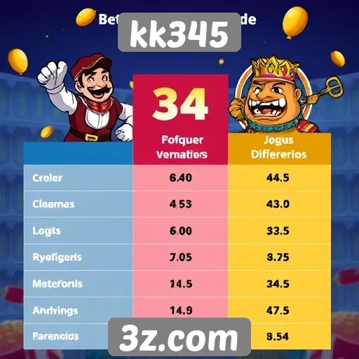 Comparativo entre kk345 e outros sites de jogos populares